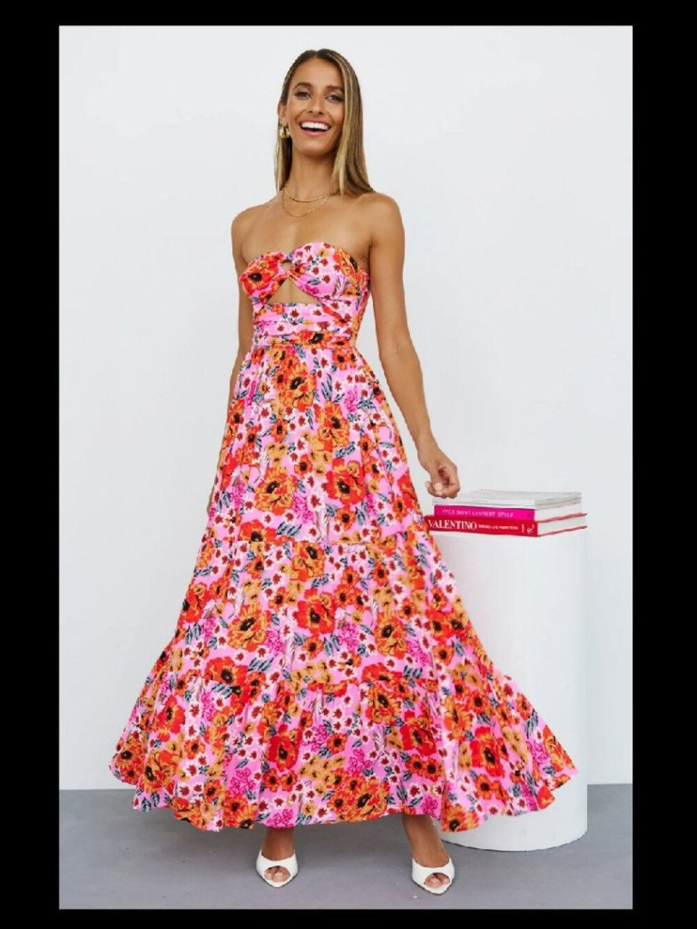 Hello Molly Pink Floral Speak To My Heart Midi Dress Pink Sz 6